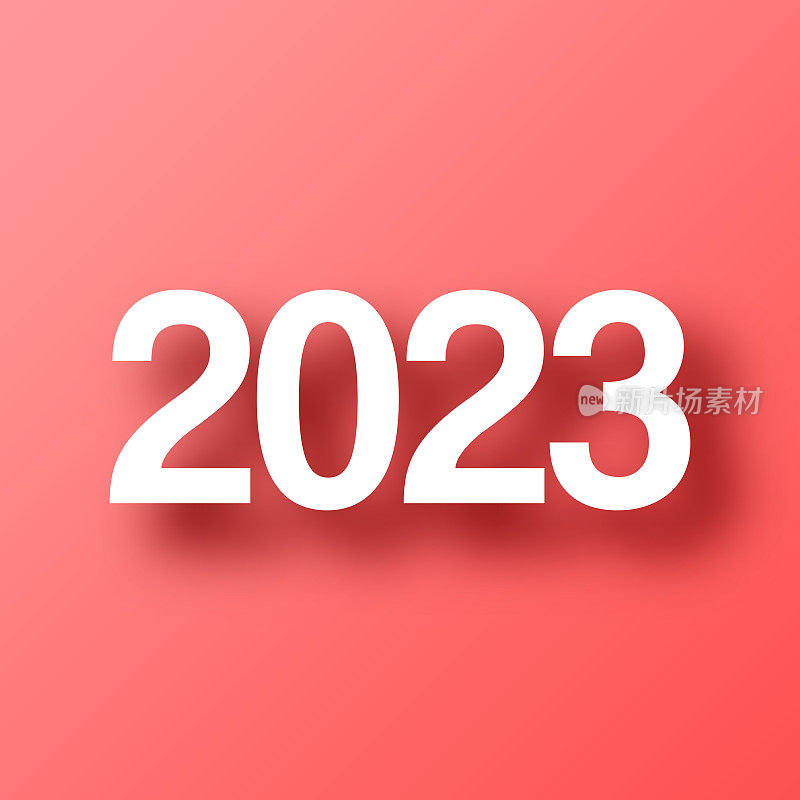 2023年- 2323年。图标在红色背景与阴影